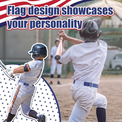 American Flag Baseball/softball Belt, USA Star Adjustable PU Leather Elastic Belt for Youth Sport Practice - size: Small