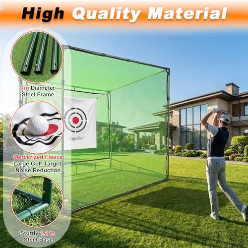 Gagalileo Golf Cage Net with Steel Frame and Target: 10X10X10FT Heavy Duty Practice Net for Backyard Driving & Indoor Driving Range Outdoor Training - style: 10X10X10FT With Bottom