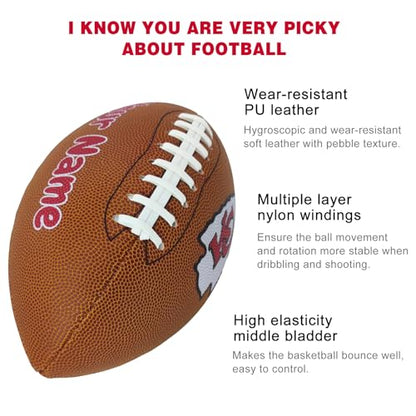 Personalized Customized Football - Official Size 9 Leather Footballs with Team Logo + Your Name - Football Fans Gift - color: Arizona Cardinals