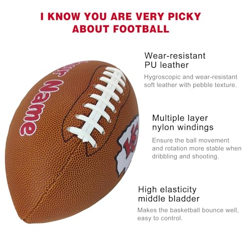 Personalized Customized Football - Official Size 9 Leather Footballs with Team Logo + Your Name - Football Fans Gift - color: II-Green Bay Packers