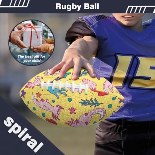 SYtrade Recreational Football Game Footballs PU Composite Leather Footballs for Training Indoor Outdoor - color: Axolotl Starfish Yellow