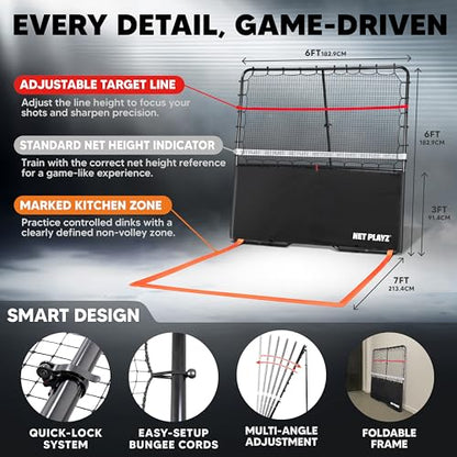 Pickleball Rebounder Training Aid: Adjustable Angles, Easy Setup & Storage - Improve Your Forehand, Backhand, Dink, and Volley Accuracy, & Develop Your Kitchen Game