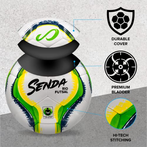 Senda Rio Premium Training Low-Bounce Futsal Ball, Fair Trade Certified - color: Green/Yellow, size: 4