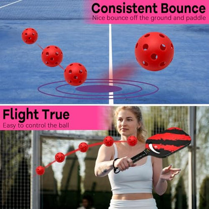 6 -Pack Pickleball Balls, 26 Holes Outdoor Pickleballs, High Elasticity & Durable Pickle Balls for All Style Pickleball Paddles Indoor Pickleballs