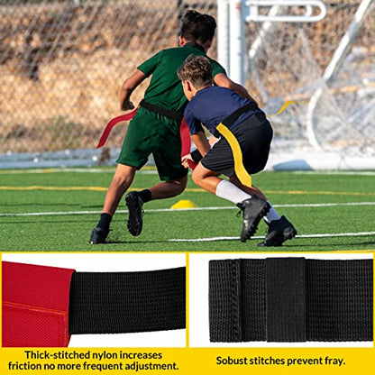 Flag Football Belts, Flag Football Set with Red and Yellow Flags and Red and White Flag Football Belts Set for Kids and Adults Bundle