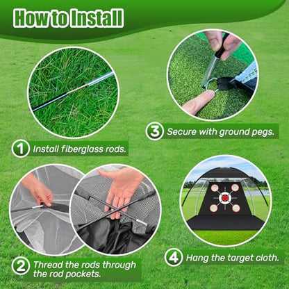 Golf Net with Practice Mat,Golf Hitting Aid Nets 10x7FT for Backyard Driving Chipping Training Swing,Gifts for Men Dad Him and Golfer