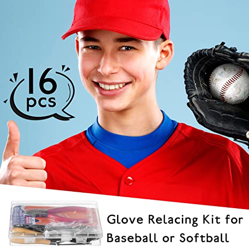 Fabbay 16 Pcs Baseball Glove Lace Kit Glove Relacing Kit 2 Pcs 78.74 Inch Leather Laces 4 Pcs Glove Lace Locks 7 Pcs Lacing Needle Leather Cutter Scratch Awl Tool for Baseball Repair - color: Black and Brown
