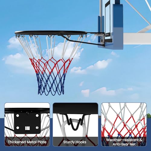 Goplus 18’’/15’’ Replacement Basketball Rim, Wall Door Mounted Basketball Hoop with All Weather Net, Indoor Outdoor Hanging Basketball Rim Goal Outside - size: 18", style: Black, Dual-spring