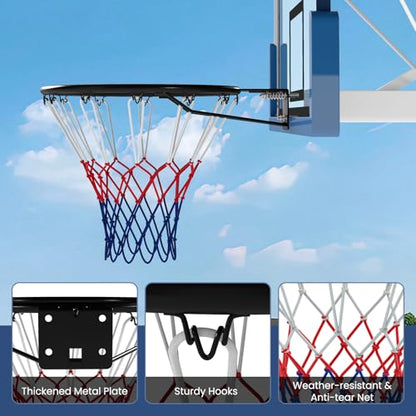 Goplus 18’’/15’’ Replacement Basketball Rim, Wall Door Mounted Basketball Hoop with All Weather Net, Indoor Outdoor Hanging Basketball Rim Goal Outside - size: 18", style: Black, Dual-spring