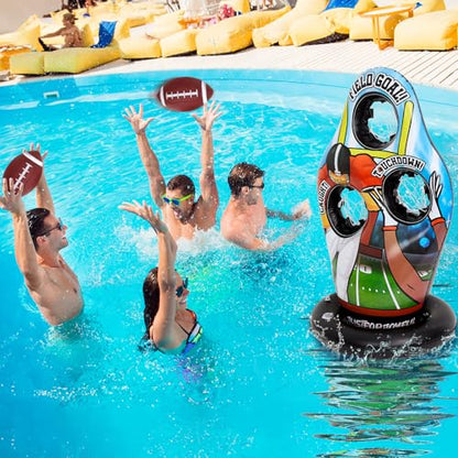 Justforjoyful Inflatable Football Target Floats for Pool Water Football Games for Kids Swimming Toss Throwing Training Game for Yard Party Beach Outdoor Indoor Family Birthday Gift
