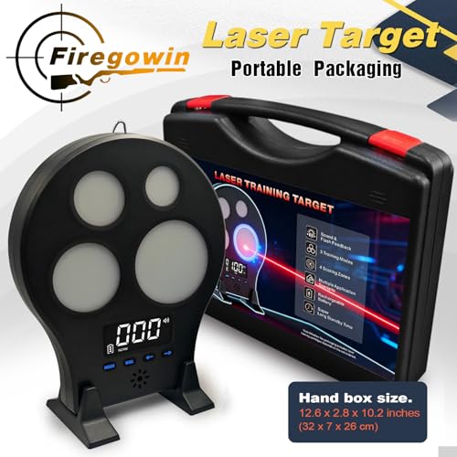Laser Training Target - Indoor Dry Fire Shooting Target with 4-Zone Scoring Display, 3 Training Modes (Normal/Timer/Game), History Memory & Carry Case - for IIIA Laser Training Cartridges