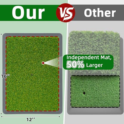3-in-1 Golf Hitting Mat, 12" x 16" Replaceable Golf Practice Mat with Non-Slip Rubber Base, Golf Training mat for Swing Path, Chipping mat & Putting, Portable for Backyard, Garage, Indoor & Outdoor