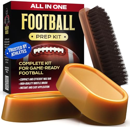 FORTIVO 3 in 1 Football Prep Kit - for Secure Grip and Improved Tack, Leather Football Wax and Accessories for Professional and Youth Players - with 2 Wax Bars & 1 Brush