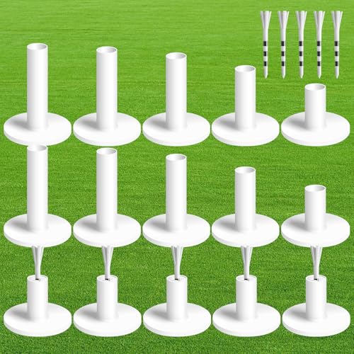 FINGER TEN Golf Rubber Tees Driving Range 3 Inch 1.5'' 2.25'' 2.75'' 3.13'' Tee Holder for Mat 1.5'' 2'' with Plastic Tees Indoor Outdoor Use - style: White-25 Pcs