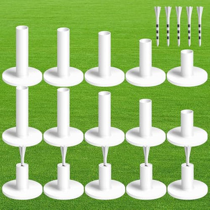 FINGER TEN Golf Rubber Tees Driving Range 3 Inch 1.5'' 2.25'' 2.75'' 3.13'' Tee Holder for Mat 1.5'' 2'' with Plastic Tees Indoor Outdoor Use - style: White-25 Pcs