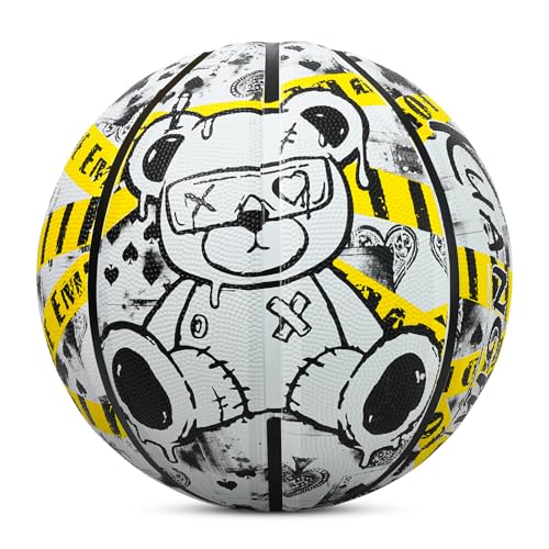 Kuangmi Emo Bear Basketball, Size 7(29.5"), Size 6(28.5"), 2.2 LBS /3 LBS /3.3 LBS Weighted Heavy Training Ball, Indoor & Outdoor - color: Yellow-Rubber, size: Size 7