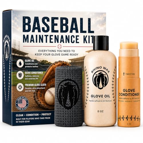 Rhino Wax - Baseball Glove Conditioner Kits - Clean, Condition, and Maintain Your Baseball Glove with one of Our 3 Maintenance Kits - Protect Your Mitts - Proudly Made in USA (Not China) - size: Starter Kit - 3 Pack