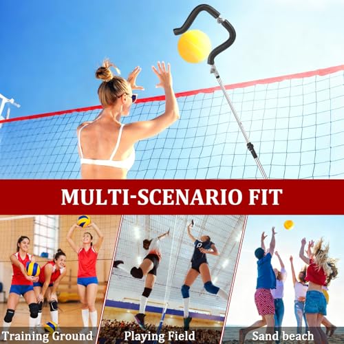 Volleyball Spike Trainer, Retractable Length 64"-85" Volleyball Hitting Trainer - Real Ball Feel for Serving/Spiking/Jump Training - Perfect for Beginners & Pros (No Ball Included)