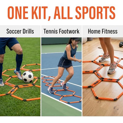 Hexagon Agility Rings, 6 Set Speed Training Ladder with Carry Bag, Footwork Drills Gear for Soccer Football Basketball and Fitness