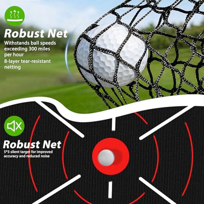 10x7 ft Golf Hitting Net, Backyard Practice Net with Dual Side Nets, Heavy-Duty Steel Frame, Golf Training Net for Driving, Chipping & Swing Practice Indoor Outdoor