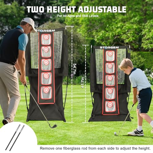 Storgem Golf Net, Golf Chipping Net,Target Training Chip Aids for Precision & Distance,with 5 Distinct Target Heights Challenge and Automatic Ball Return,Improve Your Short Game
