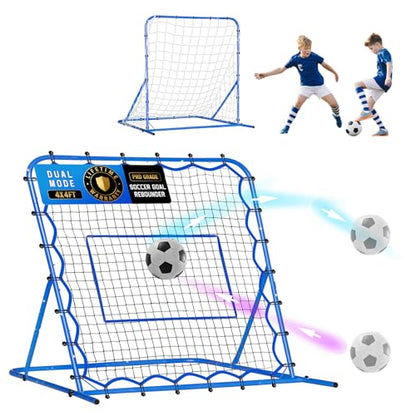 4x4FT Dual-mode Soccer Goal & Rebounder Net,Premium Durability for Intense Shooting Training,Quick-Switch Angle Soccer Training for Control,Passing Practice,Easy Setup Soccer Gifts for Kids Teen Adult