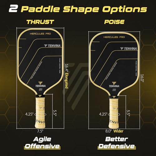 TENVINA Pickleball Paddles, Thermoformed T700SC Carbon Fiber Pickleball Paddle, Pickle Ball Paddle USAPA Approved with Dominant Power and Larger Sweet Spot