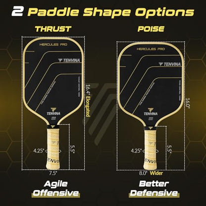 TENVINA Pickleball Paddles, Thermoformed T700SC Carbon Fiber Pickleball Paddle, Pickle Ball Paddle USAPA Approved with Dominant Power and Larger Sweet Spot