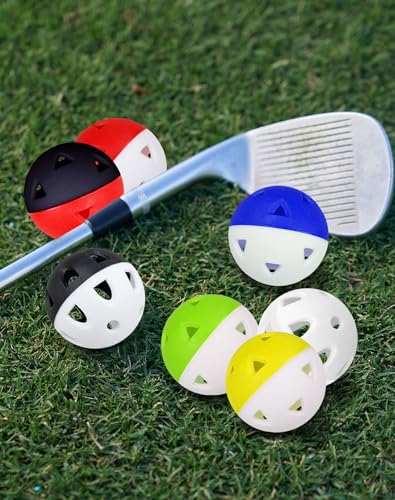 70 Pack Practice Golf Balls, 42mm Rubber Golf Training Ball, Hollow Airflow Limited Flight, Mini Soft Plastic Balls for Home Putting or Backyard Swing, Driving Range Indoor or Outdoor, Women & Men
