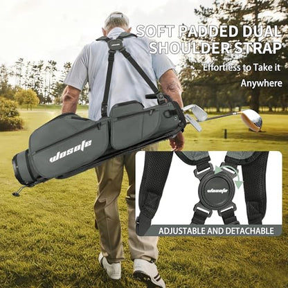 Lightweight Golf Stand Bag - 3-Way Dividers, Fits 5-9 Clubs - Small Sunday Bag for Men & Women, Par 3, Driving Range & Executive Courses - Waterproof, Dual Straps & Rain Cover Included - color: Gray Par 3 Golf Stand bag
