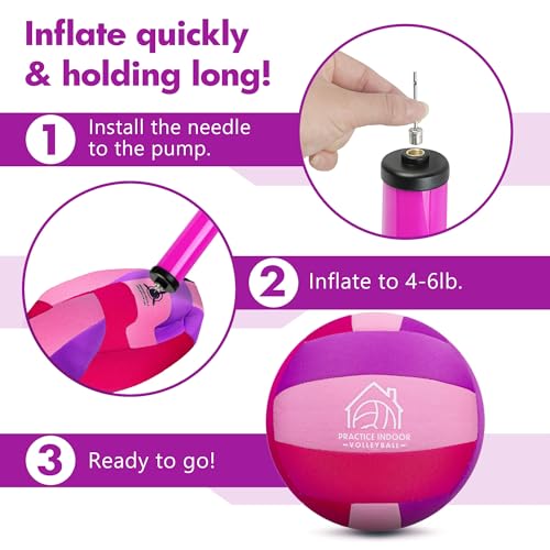 Soft Indoor Volleyballs for Practicing Inside House and Yard, Safe and Silent Volleyball for Girls Boys Kids Youth Beginners Training Birthday Christmas Easter Gifts - color: Pink
