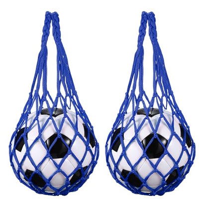 uxcell Basketball Net Bags, Nylon Soccer Ball Holder Portable Multifunctional Single Ball Mesh Net Bag for Storage Basketball Soccer Rugby Balls - color: Blue