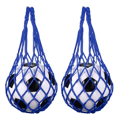 uxcell Basketball Net Bags, Nylon Soccer Ball Holder Portable Multifunctional Single Ball Mesh Net Bag for Storage Basketball Soccer Rugby Balls - color: Blue