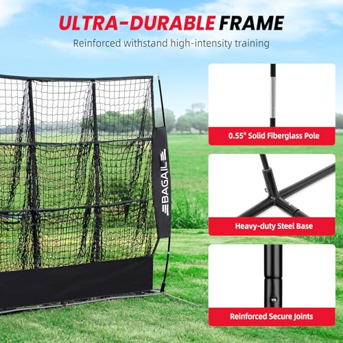 BAGAIL Football Throwing Net - 5 or 9 Target Pockets, Easy Setup, Heavy-Duty - Portable QB Accuracy Trainer, Fun Target Practice Net for Football with Carry Bag - color: Black, style: 5'x5' - 9 Pockets