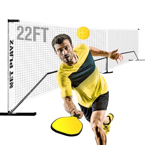 22ft Pickleball Net System with Metal Frame and PE Net Portable Easy Setup Pickleball Court for Driveway Backyard
