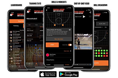 Shot Monitor | Basketball Electronic Shot Tracker | Automated Video Shot Breakdown | Includes telescoping installaton Swish-STIC and iPhone/Android App