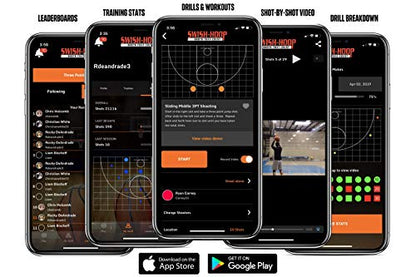 Shot Monitor | Basketball Electronic Shot Tracker | Automated Video Shot Breakdown | Includes telescoping installaton Swish-STIC and iPhone/Android App