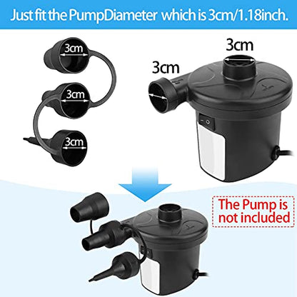 OIIKI 3 Set Replacement Nozzles, Plastic Pump Nozzles, 3 Size for Air Bed, Air Pump Nozzles for Inflatables, Air Mattress, Black