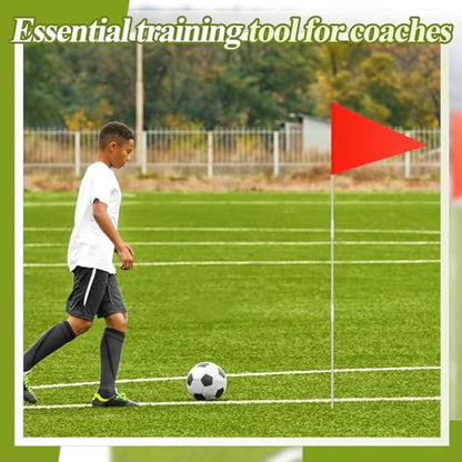 Fanfanwin 10 Pcs Soccer Corner Flags 72 Inch Portable Training Agility Poles Fiberglass Flag Pole for Outdoor Grass Fields Soccer Training