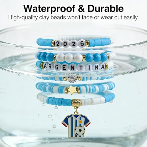 OHOME Soccer Party Favors - 6 Pack Argentina Soccer Bracelets | Soccer Mom Essentials - 2026 World Game Cup Merchandise Accessories Outfits for Women Men - Soccer Gifts for Fans Players Coaches Team - style: Argentina soccer