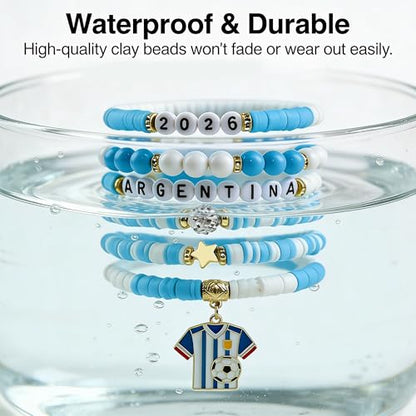 OHOME Soccer Party Favors - 6 Pack Argentina Soccer Bracelets | Soccer Mom Essentials - 2026 World Game Cup Merchandise Accessories Outfits for Women Men - Soccer Gifts for Fans Players Coaches Team - style: Argentina soccer