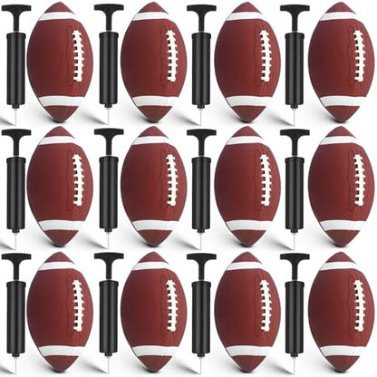 RoundFunny Footballs Pump Set Leather Footballs Bulk and Hand Pump Sport Gifts for Youth Junior Adult School Team Training Practicing Indoor Outdoor Operation Christmas - size: Official Size 9
