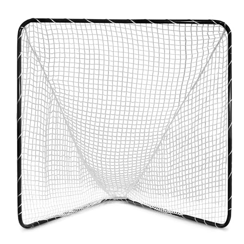 Velocity Official Size 6x6x7' Backyard Lacrosse Practice and Training Goal, Includes 4MM Lacrosse Net, for Youth, Kids, and Adults - color: Black Frame, style: White Net
