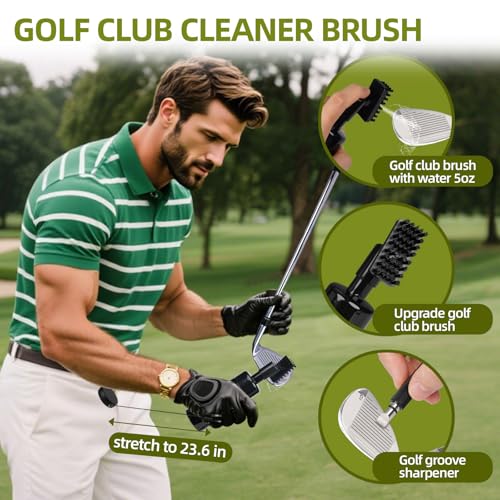 20PCS Golf Accessories Kit with Golf Club Cleaner Brush,Divot Tool and Ball Marker,Groove Sharpener,Golf Tees, Ball Bag&Towel with Hook,Golf Essentials Kit Gift for Men/Women(20, Black)