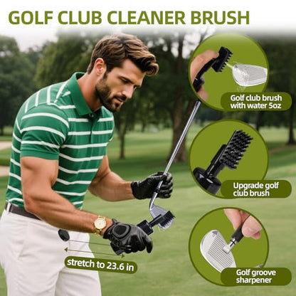 20PCS Golf Accessories Kit with Golf Club Cleaner Brush,Divot Tool and Ball Marker,Groove Sharpener,Golf Tees, Ball Bag&Towel with Hook,Golf Essentials Kit Gift for Men/Women(20, Black)