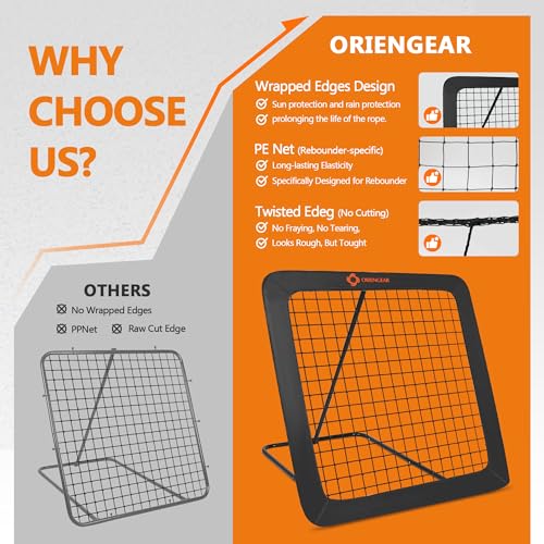 Soccer Rebounder with 8 Angle Adjustments, Baseball Rebound 40 x 40 inch Durable and Versatile Soccer Bounce Back Net for Backyard, Kids Teens & All Ages Soccer Volleyball Lacrosse Training Equipment