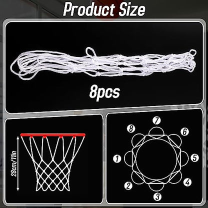 8 Pcs Mini Basketball Nets Replacement for 8"-10.25" Basketball Rims Nylon Small Basketball Hoop Net