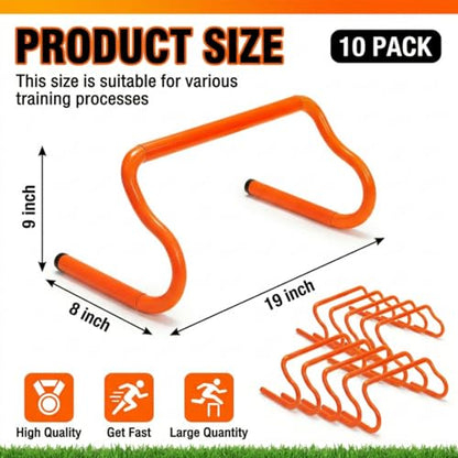 Eorbow 10 Pack 9" Agility Hurdles, Plastic Speed Agility Training Hurdle, Detachable Sturdy Plyometric Hurdles, Training Equipment Set with Carry Bag for Football, Soccer, Basketball, Athletes