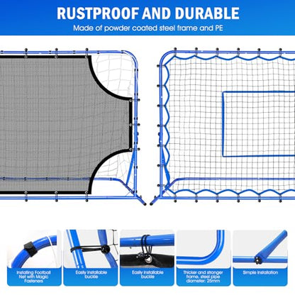 Soccer Baseball Rebounder Net, Soccer Goal Net, Volleyball Softball Rebound Pitchback Net Quick-Switch Angle Training for Control, Passing Practice, Bounce Back Rebounder Goals Gifts Trainer Equipment - size: 6FTx4FT