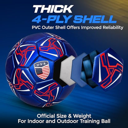 Western Star Soccer Ball USA - Official Match Grade Soccer Balls - Youth & Adult - Attractive and Durable Design - Performance